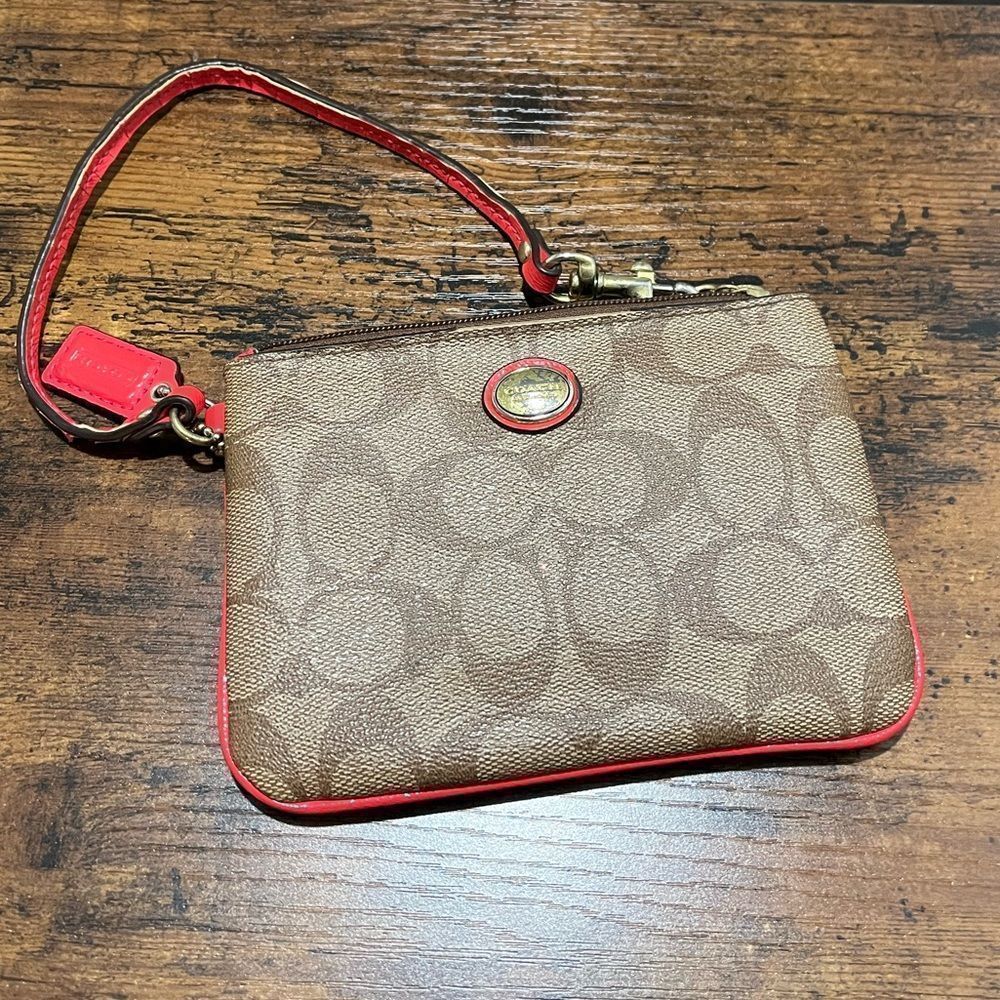 Coach wristlet with coral pink accents - Picture 5 of 6